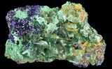 Sparkling Azurite Crystal Cluster with Malachite - Laos #69715-1